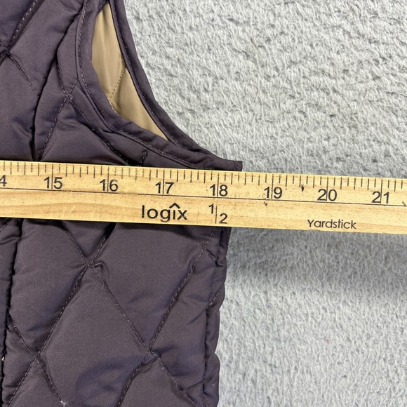 Eddie Bauer Vest Womens Medium Purple Goose Down Quilted Puffer Bubble Snap - Picture 6 of 8
